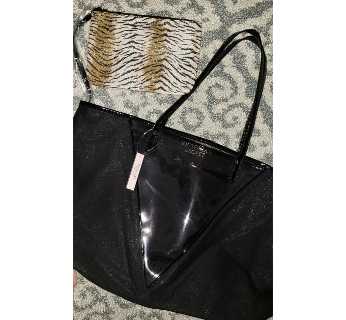 Сумка Victoria's Secret Shimmer Tote с косметичкой Tiger Print